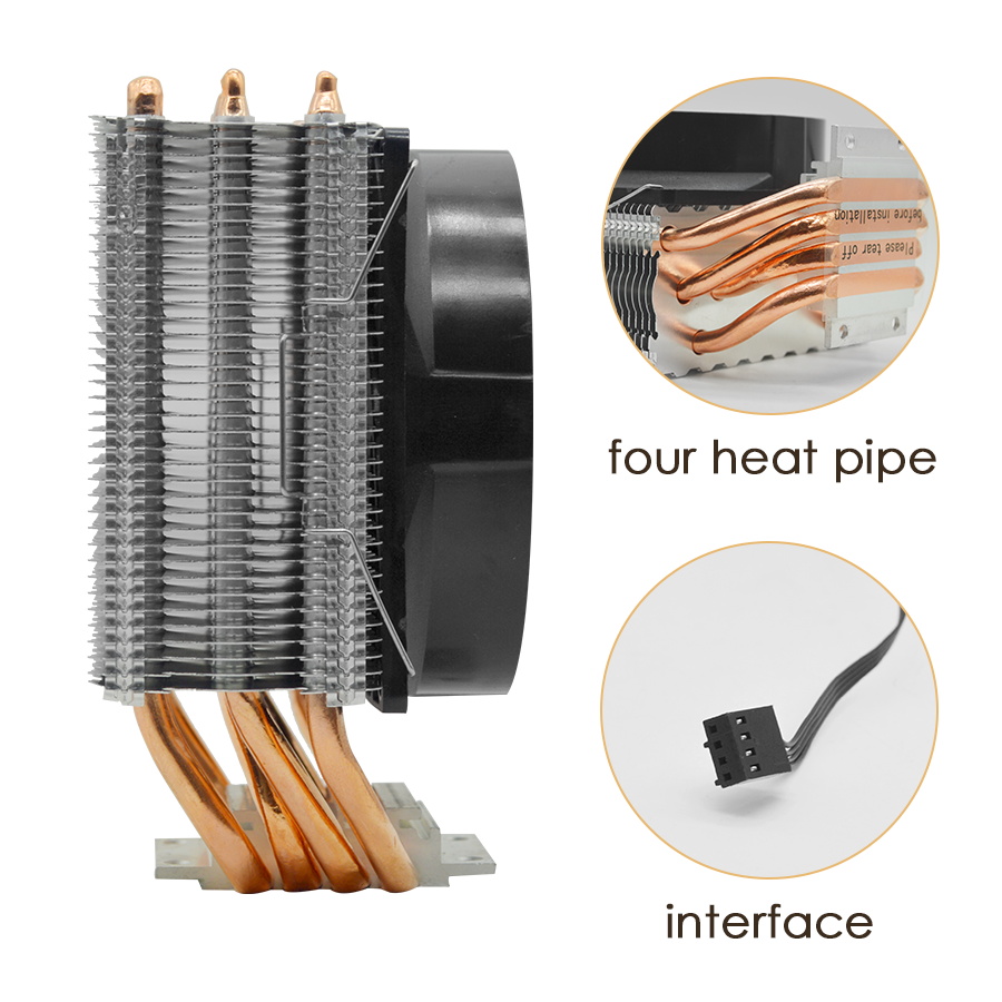 90mm 4 heatpipe RGB CPU coolers for intel LGA 115X 1366 2011 2066 AMD ...